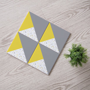 Azulejo De Cerâmica Cinza Amarelo Moderno Terrazzo
