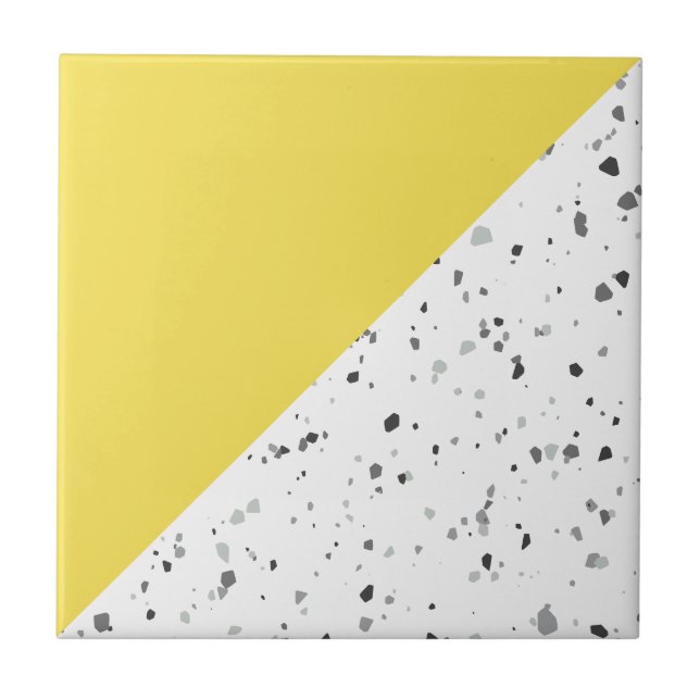 Azulejo De Cerâmica Cinza Amarelo Moderno Terrazzo (Frente)