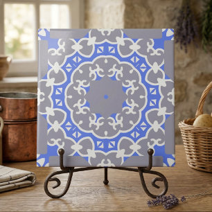 Azulejo De Cerâmica Cinza Azul Elegante e Cor damasco branca