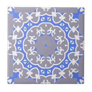 Azulejo De Cerâmica Cinza Azul Elegante e Cor damasco branca