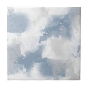Azulejo De Cerâmica Cinza Azul Fraco e Traço Branco Abstrato