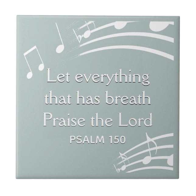 Azulejo De Cerâmica Cinza Azul Personalizado MÚSICA NOTAS de cerâmica  (Frente)