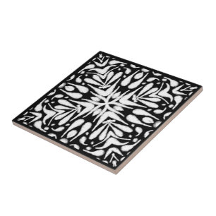 Azulejo De Cerâmica Cinza branca Abstrato preto Arte do pincel