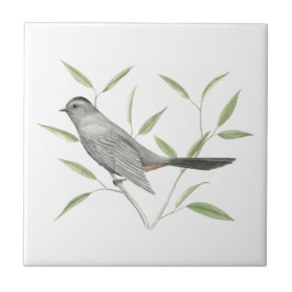 Azulejo De Cerâmica Cinza Catbird Bird Art