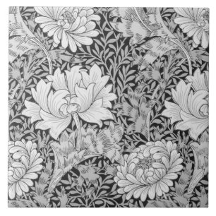 Azulejo De Cerâmica Cinza Chrysanthemum, William Morris