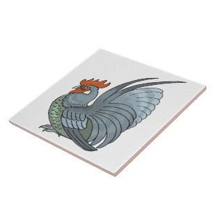 Azulejo De Cerâmica Cinza Country Rooster