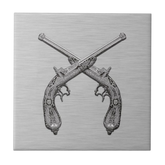 Azulejo De Cerâmica Cinza de Armas Antigas Dueling (Frente)
