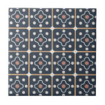 Azulejo De Cerâmica Cinza de carvão Castanho Círculo Geométrico<br><div class="desc">Círculo de boho e padrão de abstrato repetido numa cinza de carvão escuro com círculos castanho e branco. Para os seus projetos DIY, para a praça traseira da cozinha, azulejos surround de lareira, azulejos de banheiro, azulejo decorativo de solteiro ou porta copos. Seja criativo e encontre um uso para grupos...</div>