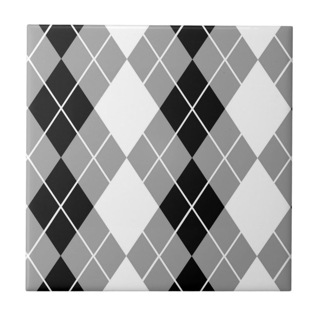 Azulejo De Cerâmica Cinza de Diamante de Argyle Branco Negro (Frente)