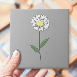 Azulejo De Cerâmica Cinza de Flor de Pastel de Margarida Botânica