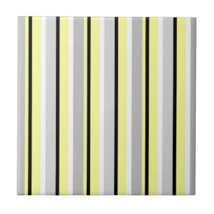 Azulejo De Cerâmica Cinza e Amarelo Listrado Elegante