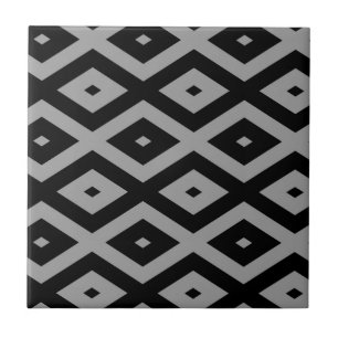 Azulejo De Cerâmica Cinza e padrão de diamante preto
