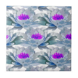 Azulejo De Cerâmica Cinza e padrão de flores roxas