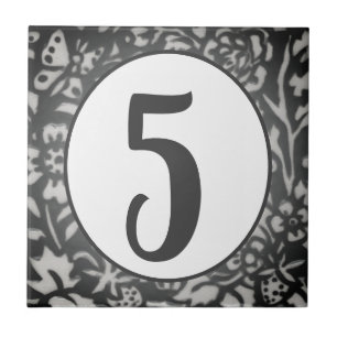 Azulejo De Cerâmica Cinza Floral Número Borboleta Berry Oval