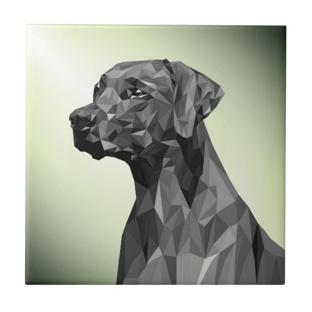Azulejo De Cerâmica Cinza Geométrico Cachorro Verde (Frente)
