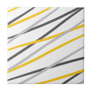 Azulejo De Cerâmica Cinza Linear Amarelo