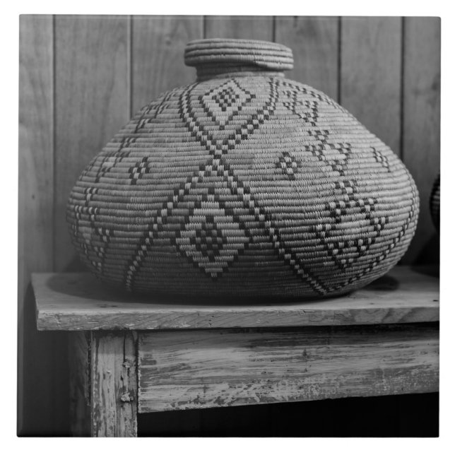 Azulejo De Cerâmica Cinza Nativa Americana do Sudoeste (Frente)