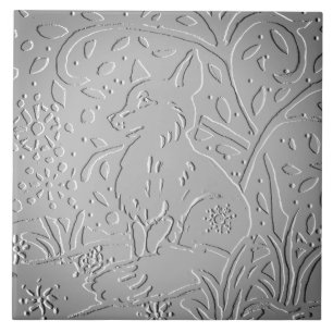 Azulejo De Cerâmica Cinza Ombre Fox Woodland Emboscada Floco De Neve D