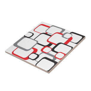 Azulejo De Cerâmica Cinza Preta Branco Preta Quadrada Azulejo Retro C