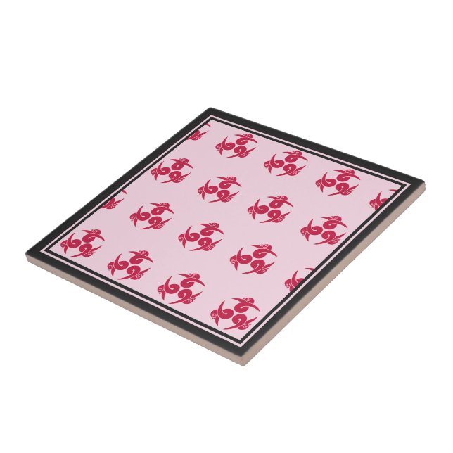 Azulejo De Cerâmica Cinza Rosa Oriental Três Arte Geesa no Japão (Lateral)