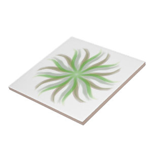 Azulejo De Cerâmica Cinza Verde Floral Livre Salva Castanha Deixa Arte