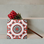 Azulejo De Cerâmica Cinza Vermelha Geométrica Mosaica Negra e Branca<br><div class="desc">Design de azulejo de cerâmica vibrante e moderna,  em estilo étnico,  apresentando um padrão uniforme em vermelho,  cinza clara,  preto e branco.</div>