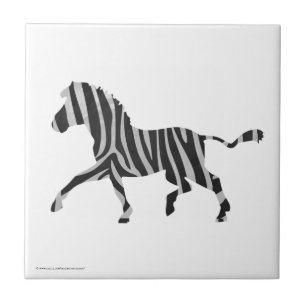 Azulejo De Cerâmica Cinza Zebra Preta e Clara Silhueta