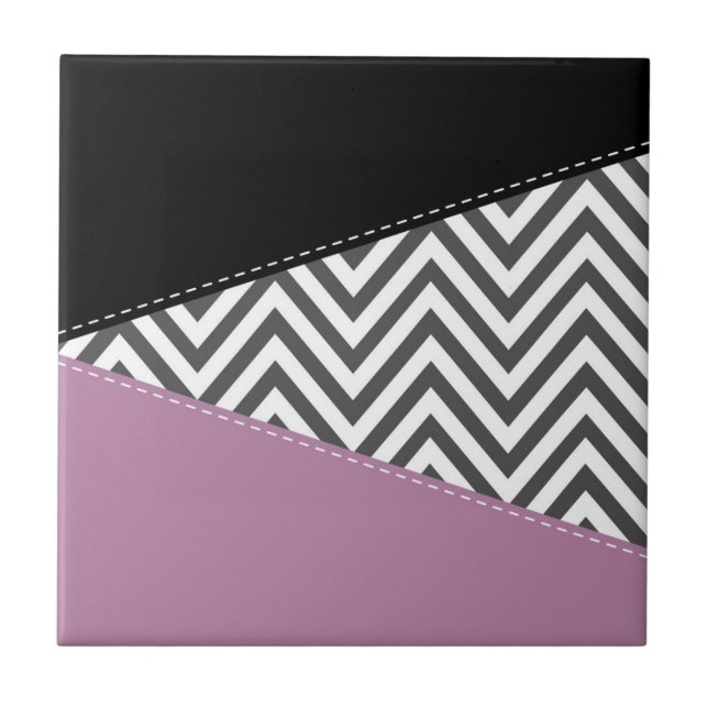 Azulejo De Cerâmica Cinza Zigzag, Cinza Chevron, Zigzag Patterno, Roxo (Frente)