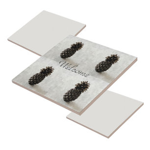 Azulejo De Cerâmica Cinzas de boas-vindas tradicionais do ananás