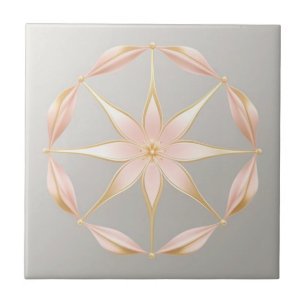 Azulejo De Cerâmica Cinzas, flores amarela e rosa