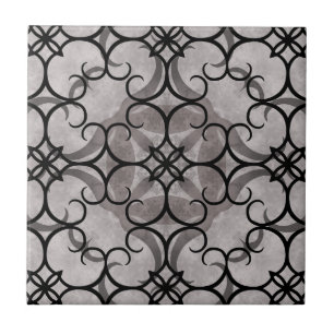 Azulejo De Cerâmica Cinzas góticos e preto do teste padrão do