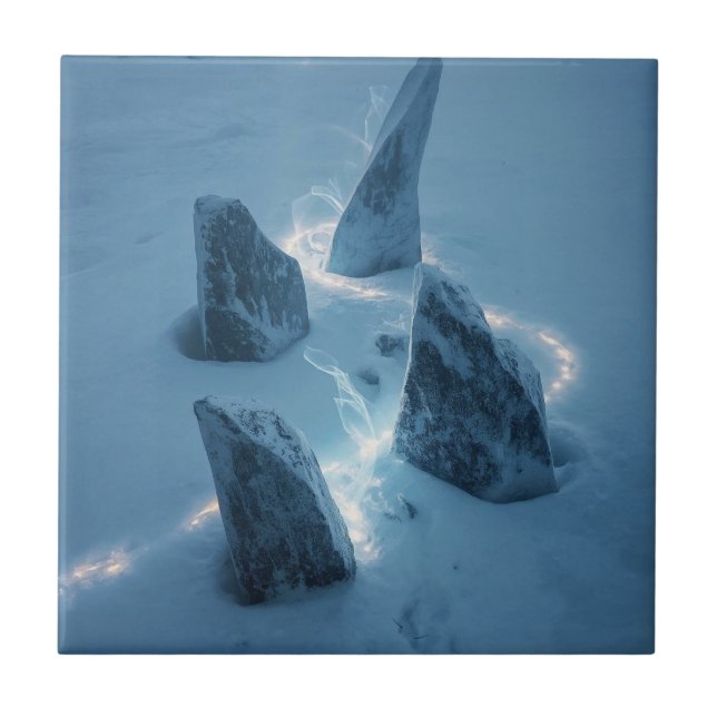 Azulejo De Cerâmica Circle of Light in the Snow (Frente)