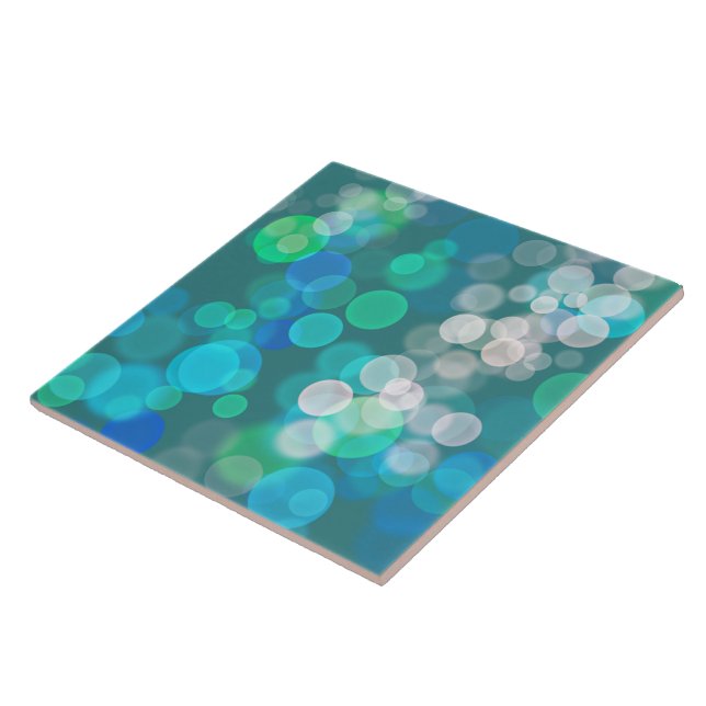 Azulejo De Cerâmica Círculo Bokeh Azul e Verde (Lateral)