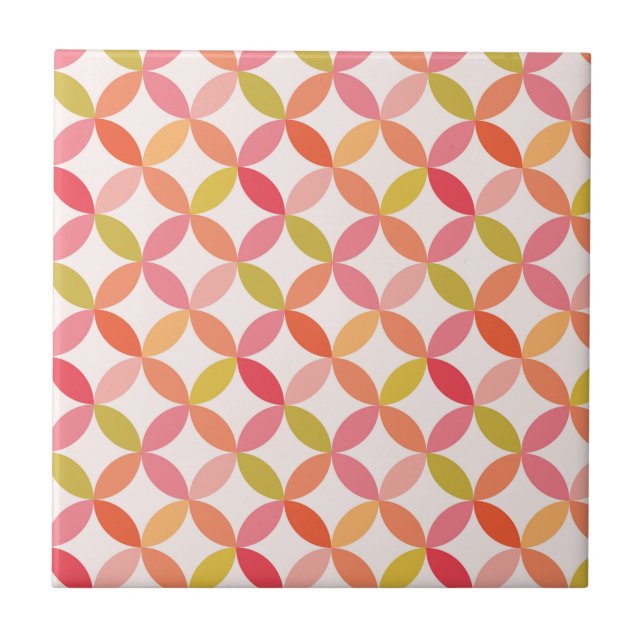 Azulejo De Cerâmica círculo de starburst moderno do meio século (Frente)