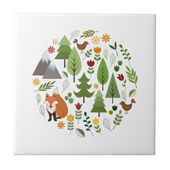 Azulejo De Cerâmica Círculo escandinavo das ilustrações do estilo (Frente)