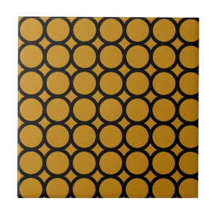 Azulejo De Cerâmica Círculo negro e dourado 
