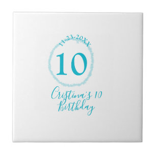 Azulejo De Cerâmica Círculo turquesa. Brilhante 10.º aniversário negri