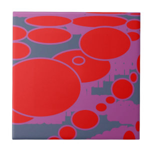 Azulejo De Cerâmica círculo vermelho e arte abstrata roxa azul escura