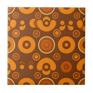 Azulejo De Cerâmica Círculos Abstratos Groovy Retro Padrão 1970