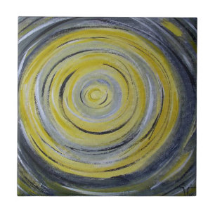 Azulejo De Cerâmica círculos amarelos do branco cinzento