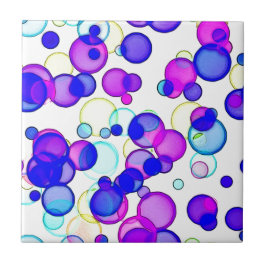 Azulejo De Cerâmica Círculos Brilhantes Pontos de Aquarela