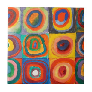 Azulejo De Cerâmica Círculos Concentrados Quadrados de Kandinsky