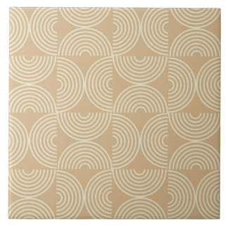 Azulejo De Cerâmica Círculos concêntricos de meados do século em tom b