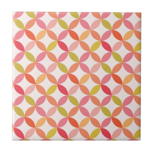 Azulejo De Cerâmica Círculos cor-de-laranja rosa modernos do meio sécu