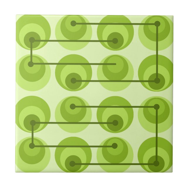 Azulejo De Cerâmica Círculos de meio século Chartreuse (Frente)