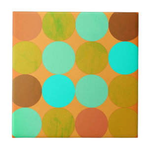 Azulejo De Cerâmica Círculos do verde azul & da laranja de turquesa