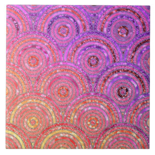 Azulejo De Cerâmica Círculos Dourados Luminosos de Folha Metálica Lúxi