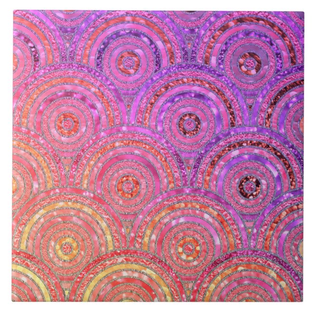 Azulejo De Cerâmica Círculos Dourados Luminosos de Folha Metálica Lúxi (Frente)