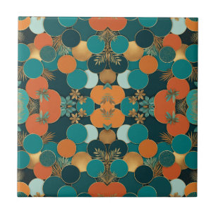 Azulejo De Cerâmica Círculos e Ervas Modernos