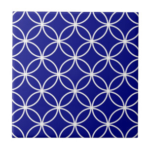 Azulejo De Cerâmica Círculos Fofos Padrão Geométrico Azul Marinho